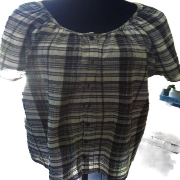 White Stag Tops - White Stag Womens Black & White Plaid Top Size Large